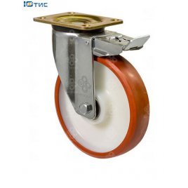 Колеса поворотные усиленные Серия 53 medium с крепежной  и тормозом